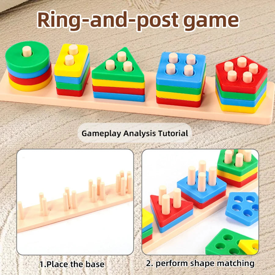 Geometric Building Blocks Set – Early Learning Educational Toys for Toddlers and Children’s Shape Recognition and Creativity