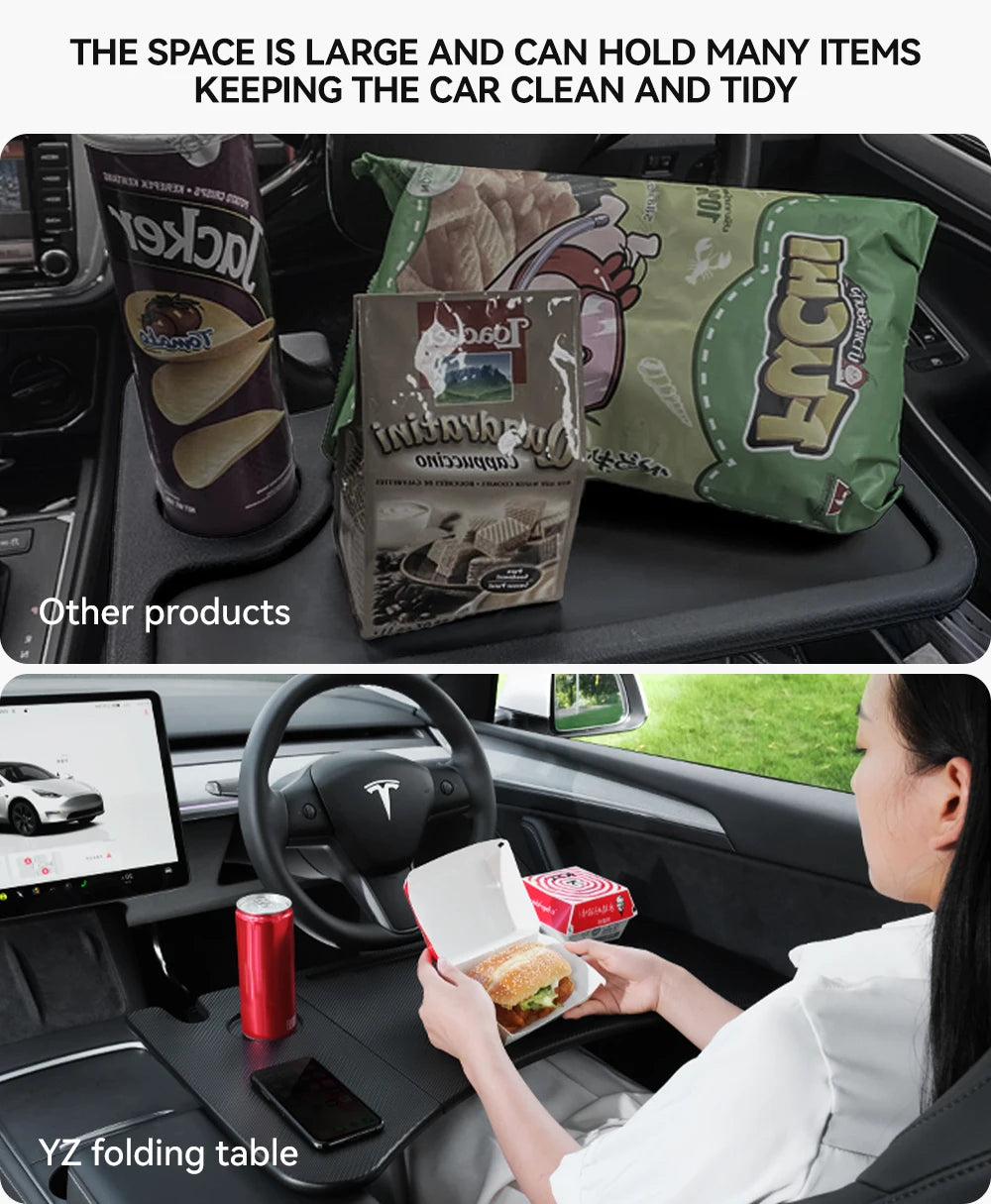 YZ Portable Steering Wheel Laptop Tray for Tesla Model 3/Y/X/S 2018-2025 – Travel Desk & Car Office Table Accessory