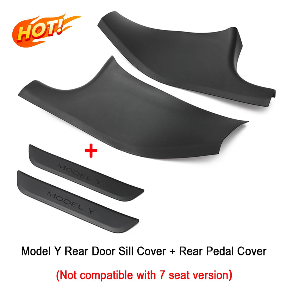 Rear Door Sill Protective Pad for Tesla Model Y – Anti-Kick Threshold Guard Cover Strip, Original Fit Accessories