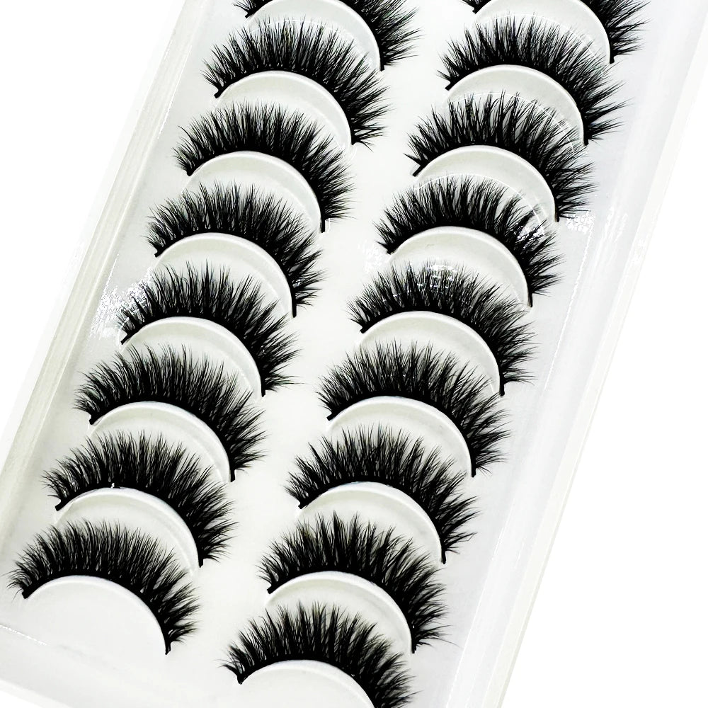 10 Pairs 3D Mink False Eyelashes – Natural Long & Short Fake Lashes Makeup Kit (38 Styles)