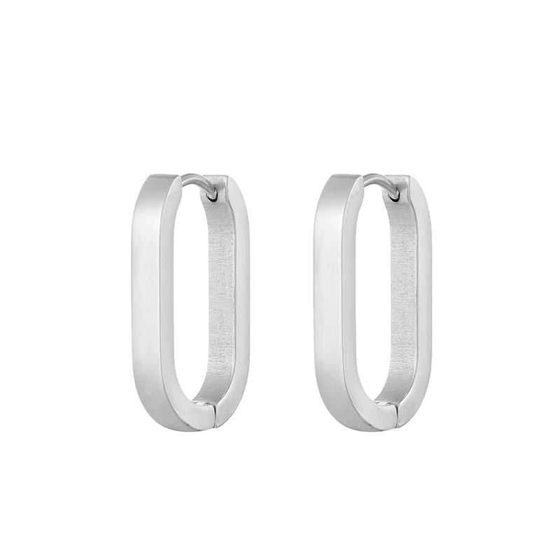 Classic Stainless Steel Hoop Earrings - Heart, Star, Oval & Geometric Punk Hip Hop Jewelry for Women & Men