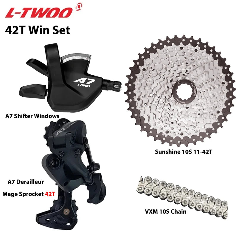 LTWOO A7 1x10S Groupset – 10-Speed Shifter & Derailleur with SUNSHINE Cassette 36T-50T & VXM Chain for MTB