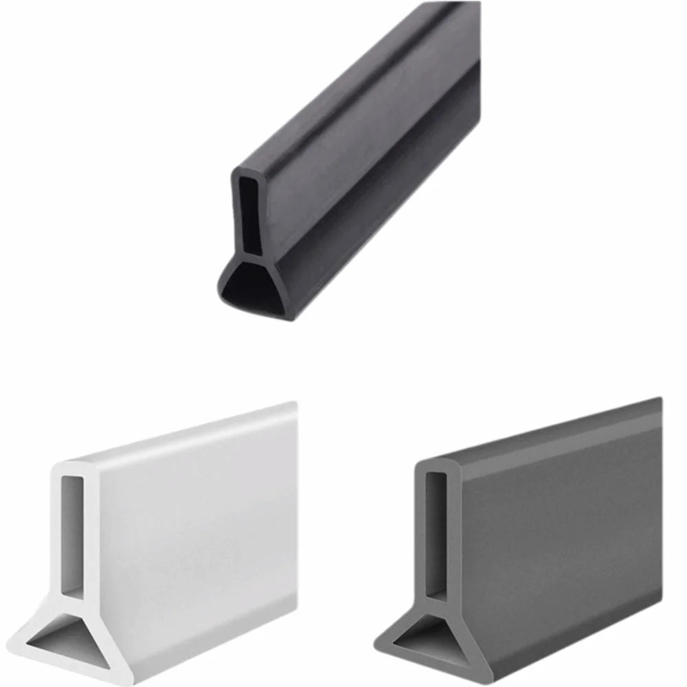 Collapsible Silicone Shower Water Barrier - Self-Adhesive Waterproof Threshold Strip for Bathroom Wet-Dry Separation
