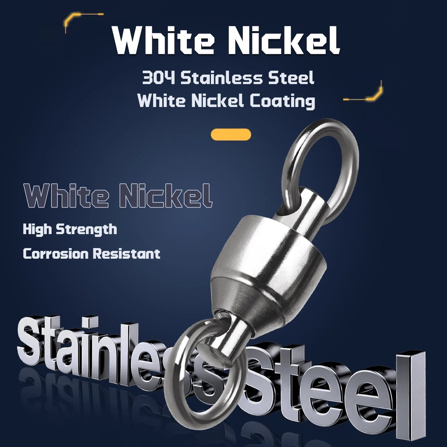 20-100 Pack Ball Bearing Fishing Swivels – Stainless Steel Solid Ring Connector for Freshwater & Saltwater Trolling, Bait & Lure