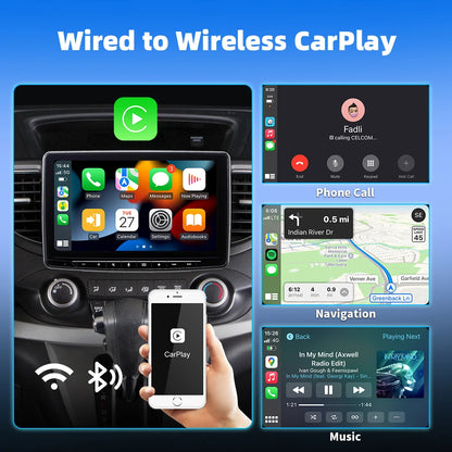 EKIY 2-in-1 Wireless CarPlay & Android Auto Adapter — AI Smart Box for Cars with Wired CarPlay Support