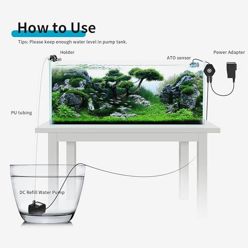 Fzone ATO580 Auto Top Off System – Mini Aquarium Water Pump Controller for Fish Tanks, Saltwater & Freshwater