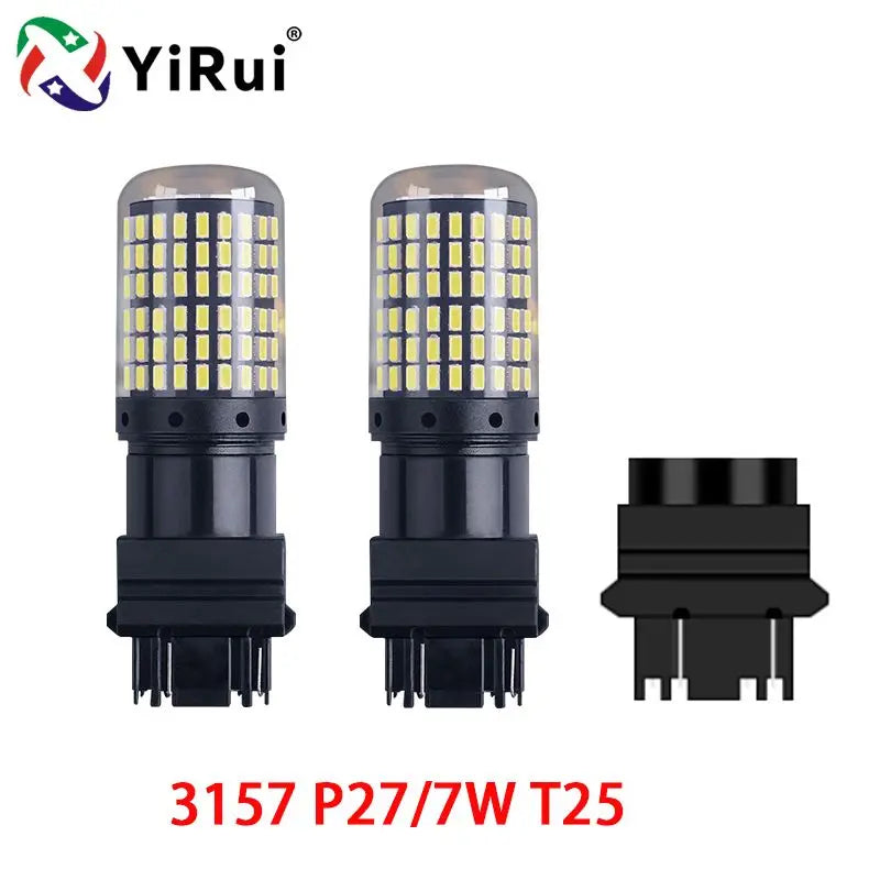 YiRui 2PCS 12-48V LED Bulbs - 144SMD Bright Reverse & Turn Signal Lights for BA15S, 7440, 1157 & P21W Sockets