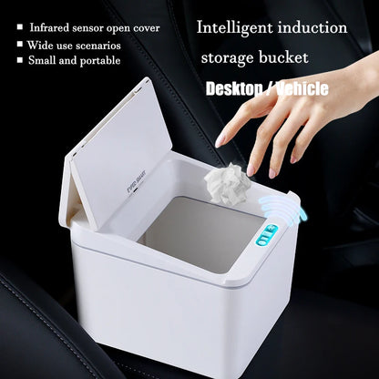 Ch 4/6L Desktop Mini Sensor Trash Can - Small Countertop Waste Basket with Lid, Miniature Desk Garbage for Bathroom