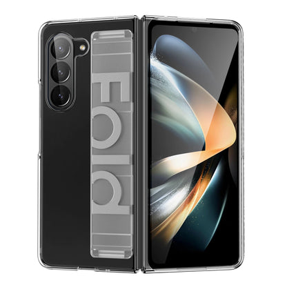 Matte Hard PC Silicone Wrist Strap Case for Samsung Galaxy Z Fold 3-7 – Elastic Armor Cover with Grip & Wristband