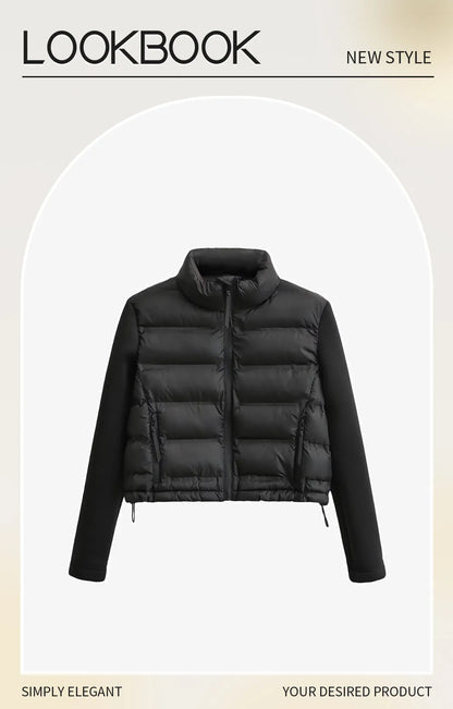 2024 Women’s Autumn & Winter Splicing Cotton Jacket – European & American Style Fashionable Short Outerwear