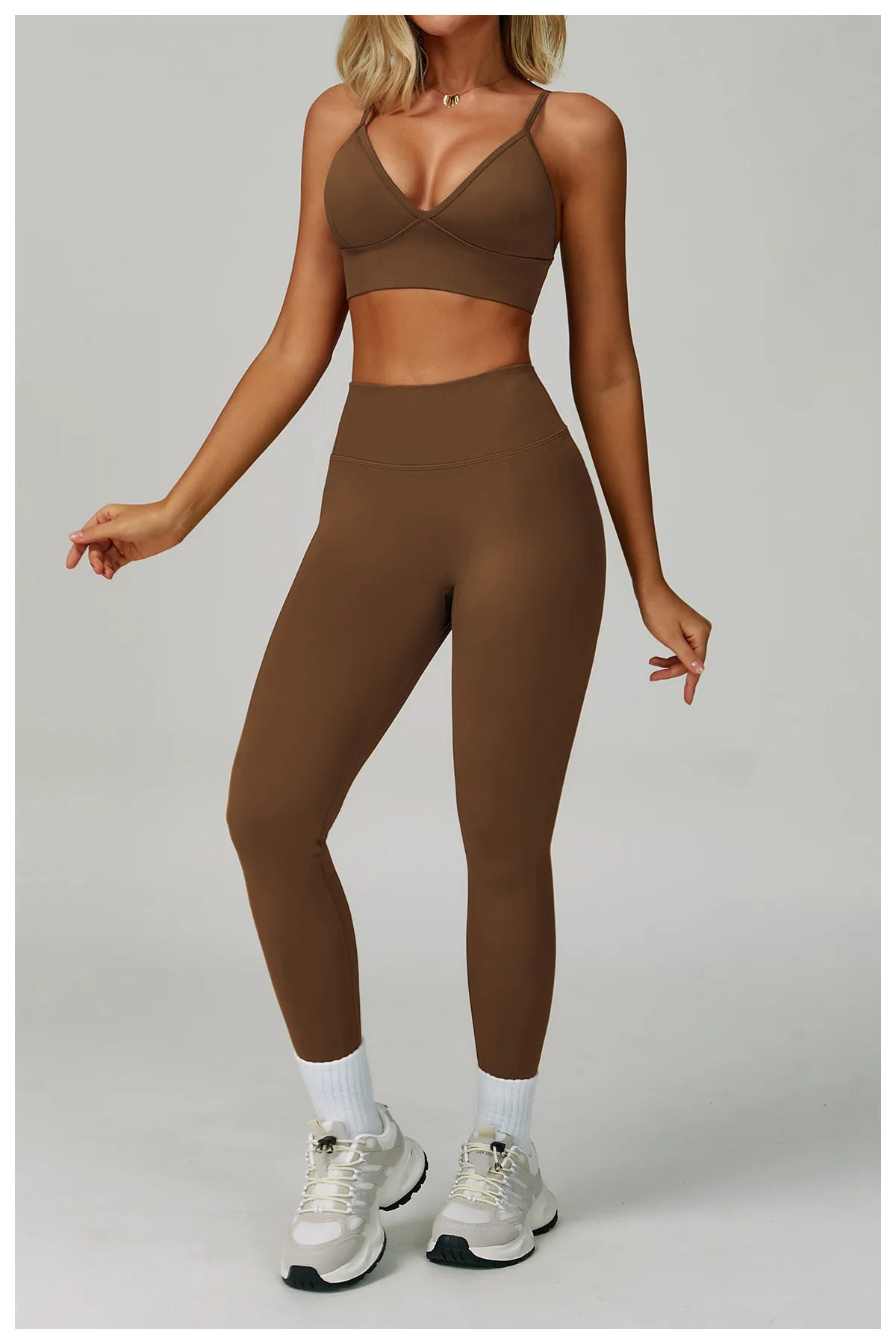 2/3PCS Women’s Seamless Yoga & Gym Set – Push-Up Sports Bra, Long Sleeve Jacket & Workout Leggings