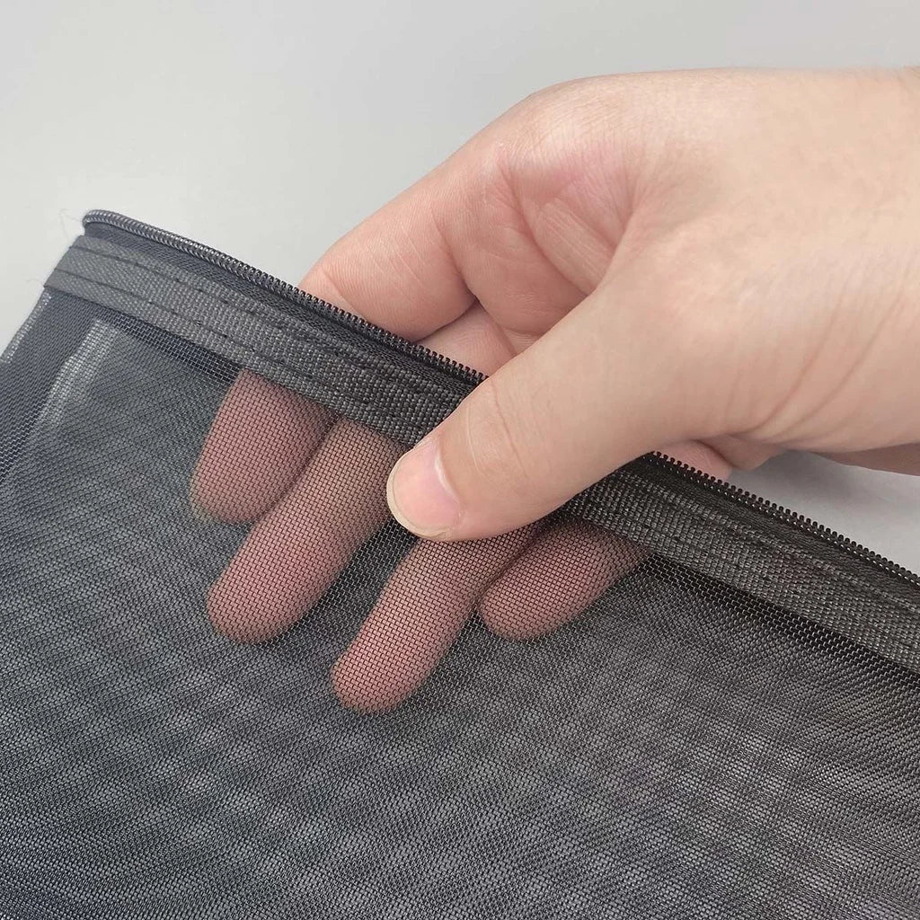 Large Transparent Mesh Pencil Case — Nylon Zip Storage Bag for School & Office Supplies