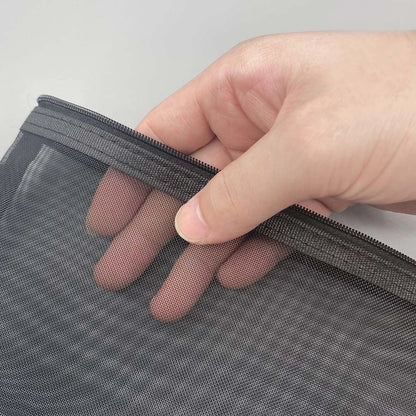 Large Transparent Mesh Pencil Case — Nylon Zip Storage Bag for School & Office Supplies