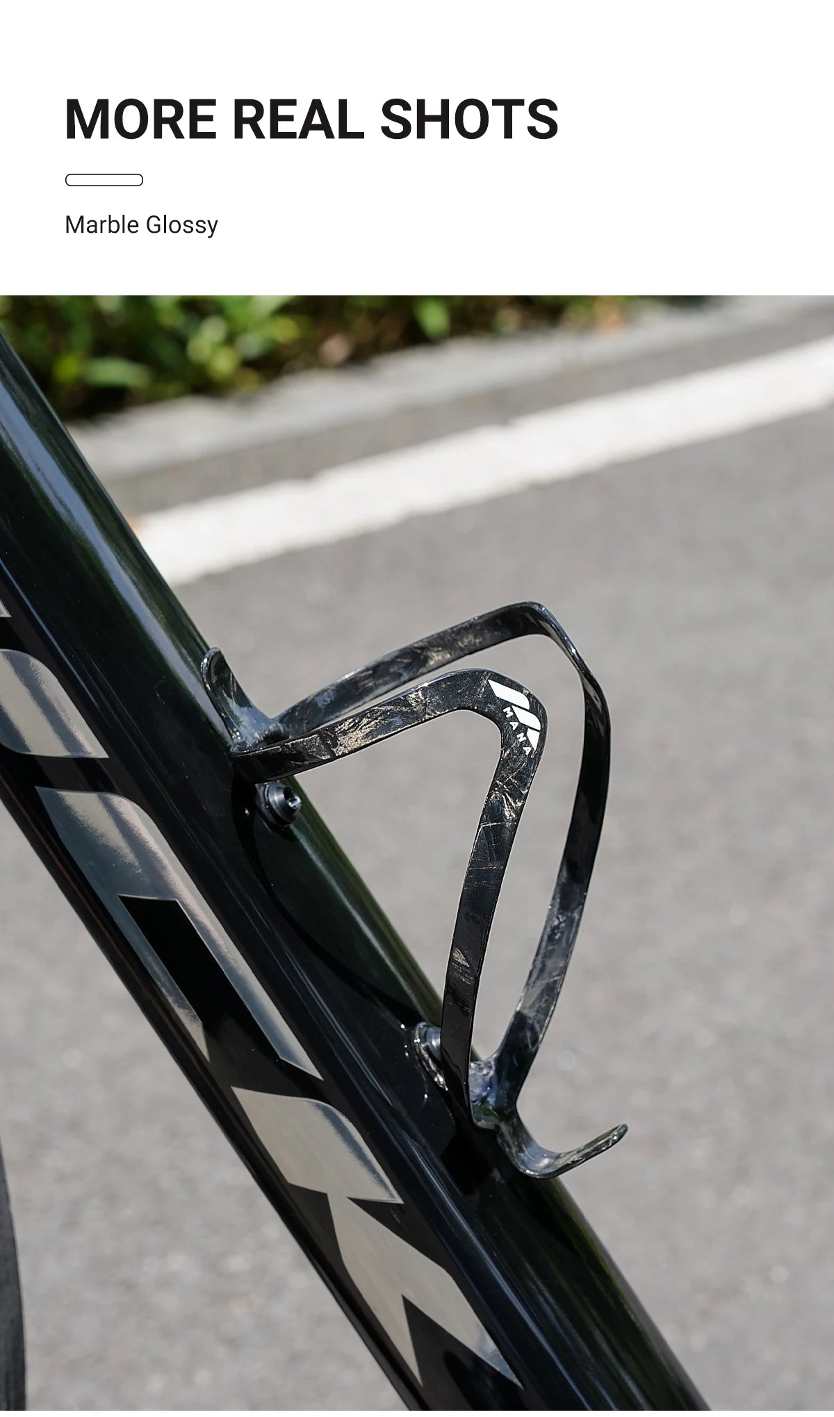 MANA 12g Marble-Pattern Carbon Fiber Bicycle Bottle Cage — Ultra-Light Full Carbon with Aluminum Alloy Screws for Road/MTB/Gravel