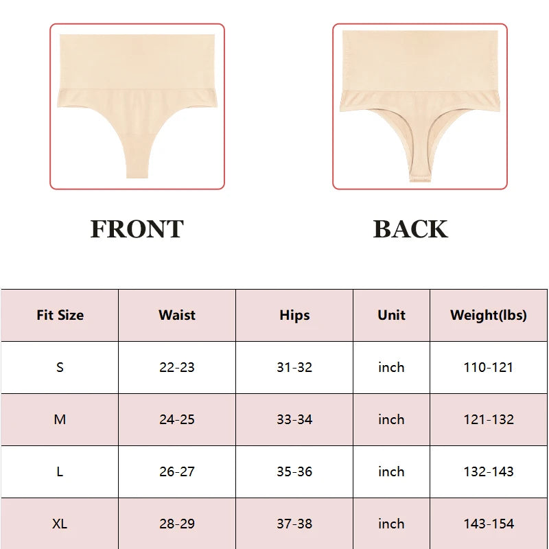 FINETOO High Waist Butt Lifter Thong Panties – Sexy Tummy Control, Belly Shaping Cincher, Slimming Shapewear for Women