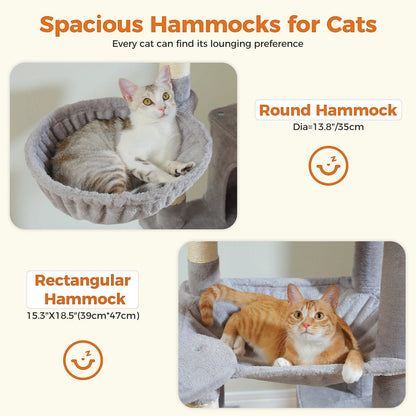 Large Cat Tree Tower – Multi-Level Plush Indoor Cat Condo with Scratching Posts, Boards, Perches & Caves