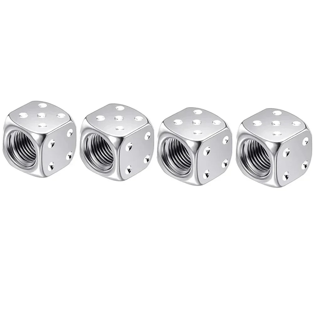4 Pcs Crown Dice Car Wheel Tire Valve Caps - Universal Tyre Rim Stem Covers | Air Dust & Waterproof | Bling Accessories for Car & Motorcycle