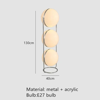 Nordic Designer LED Floor Lamp - Chrome Metal Acrylic Ball Light for Living Room & Hotel Decor