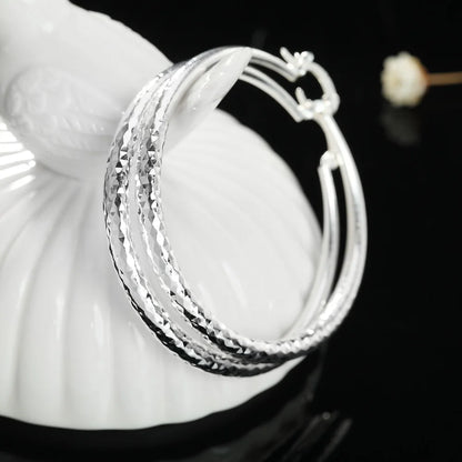 Charms 925 Sterling Silver 5CM Circle Hoop Earrings for Women - Fashionable Wedding Party Jewelry, Holiday Gifts