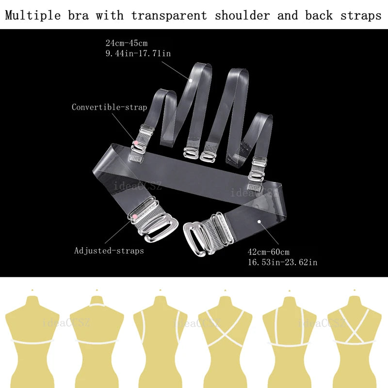 Adhesive Silicone Push-Up Bra - Invisible Backless Lingerie with Transparent Straps for Women