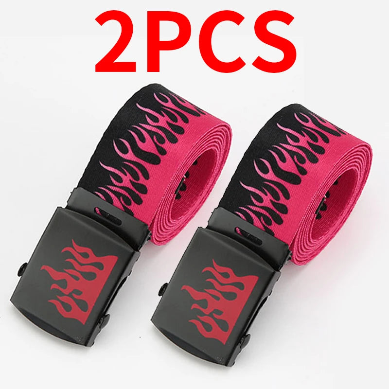 Punk Style Flame Belt – Trendy Hip-Hop Streetwear Accessory, Durable Unisex Fashion Decoration for Men & Women