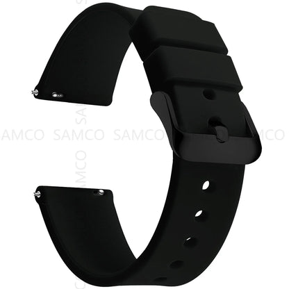 Silicone Quick Release Watch Bands 14–24mm for Samsung Galaxy, Garmin & Huawei - Soft Rubber Replacement Watch Straps