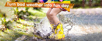 Shevalues Kids Waterproof Rain Boots – Non-Slip Toddler Boots with Easy-On Handles for Boys & Girls