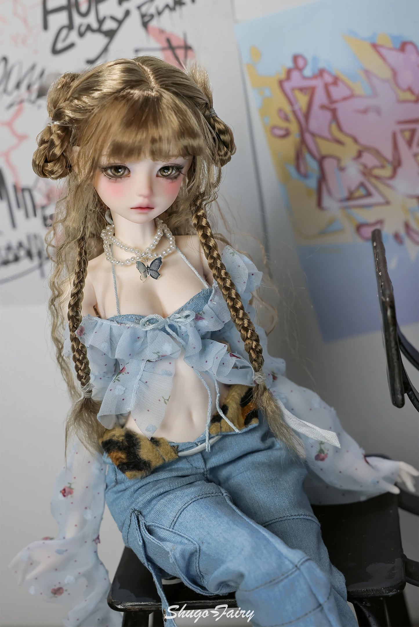 Shugafairy Kikyou D 1/4 BJD Doll – Fullset Street Girl with Big Chest, Summer Carnival Y2K Style Ball-Jointed Fashion Doll Toy