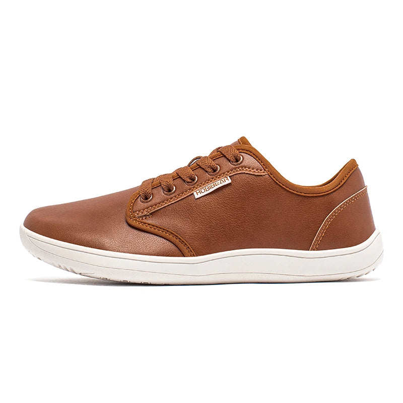 HOBIBEAR Wide-Toe Family Sneakers — Barefoot Minimalist Lace-Up Casual Walking Shoes with Hook & Loop Faux Leather