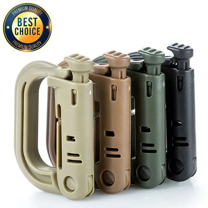 Outdoor GRIMLOC Molle Carabiner: D-Locking Plastic Clip Snap Buckle Keychain - ITW Fastener for Bag Attachment
