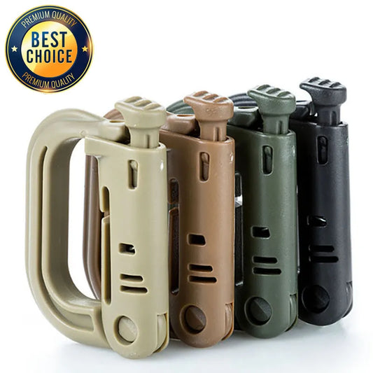 Outdoor GRIMLOC Molle Carabiner: D-Locking Plastic Clip Snap Buckle Keychain - ITW Fastener for Bag Attachment