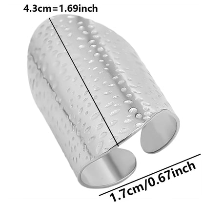 Stainless Steel Chunky Open Ring — Textured Vintage Lava Design for Men & Women