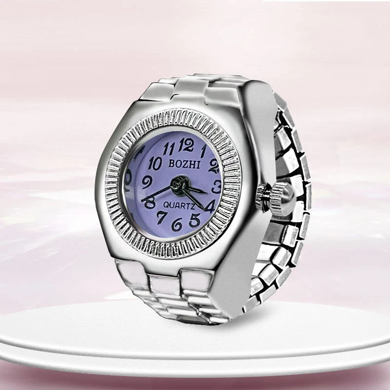 Kiss Jewelry Digital Quartz Finger Watch Ring – Mini Elastic Punk Style Clock Ring for Women, Men & Couple Teens Accessory