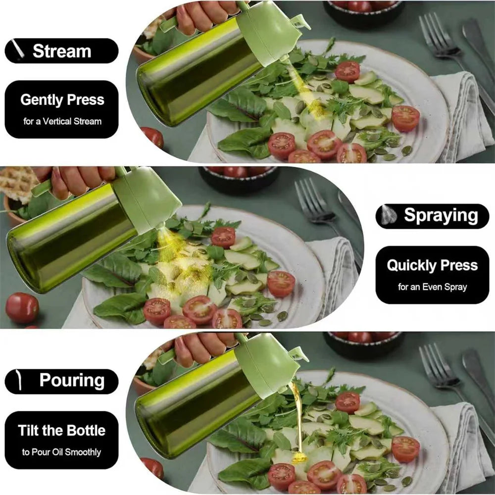 470ml Glass Oil Sprayer Bottle - 2-in-1 Olive Oil Dispenser and Cooking Spray Bottle with Stickers