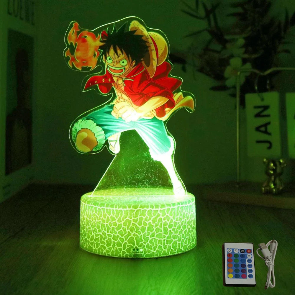 One Piece Luffy Zoro Action Figures 3D LED Lamp – Anime PVC Model Toy Night Light for Kids & Christmas Gift