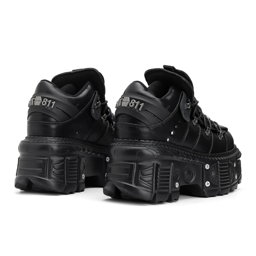 New Punk Style Lace-up Women’s Platform Boots with 6CM Heel, Gothic Rock Ankle Boots, Metal Decor Sneakers