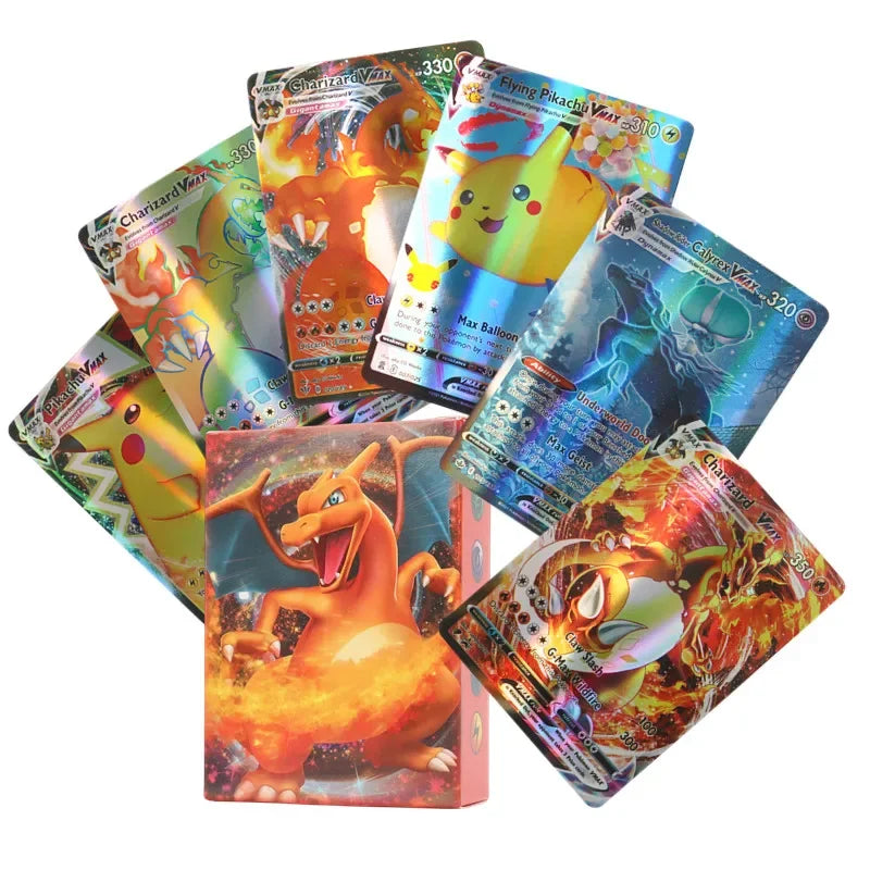 60/100PCS English Pokémon Shining Trading Cards Set – MEGA GX VMAX VSTAR EX Collection Cards for Kids Gift & Play