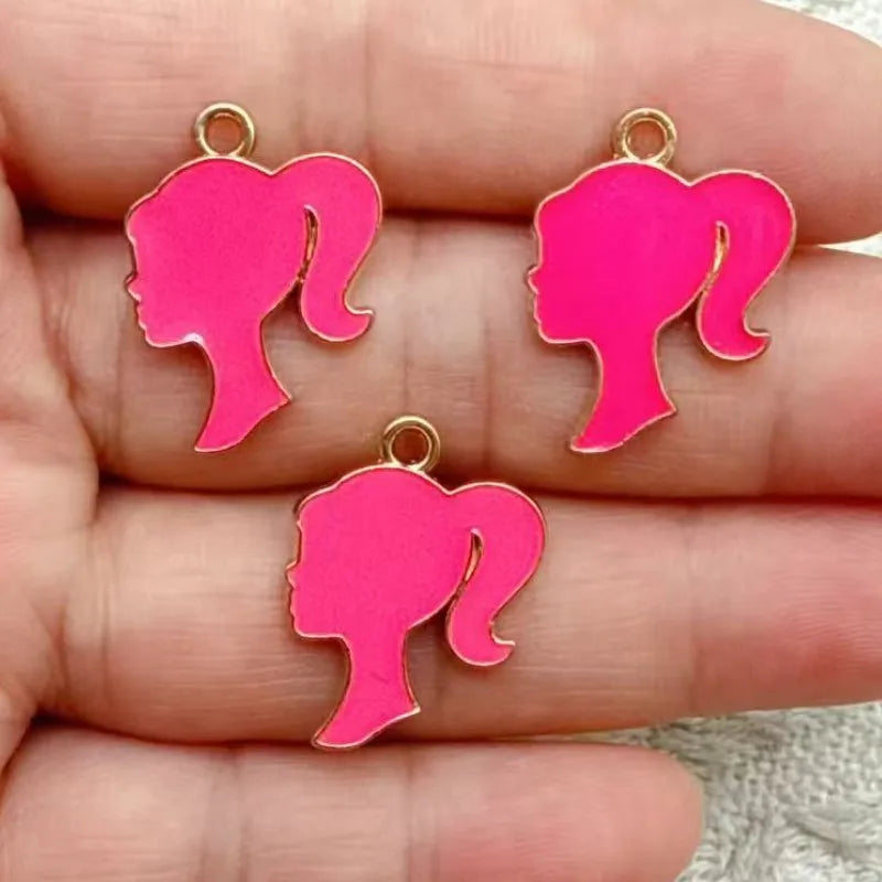 10-Piece Cartoon Girl Head Enamel Charms - DIY Pendants for Earrings, Bracelets, Necklaces & Jewelry Crafts