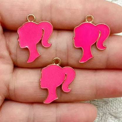 10-Piece Cartoon Girl Head Enamel Charms - DIY Pendants for Earrings, Bracelets, Necklaces & Jewelry Crafts