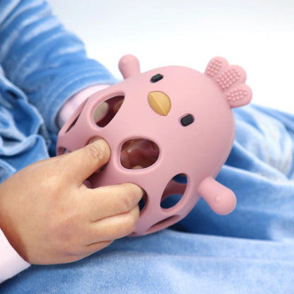 Baby Chick Silicone Teether - Cartoon Hollow Chewing Toy for Infant Teething Training & Care