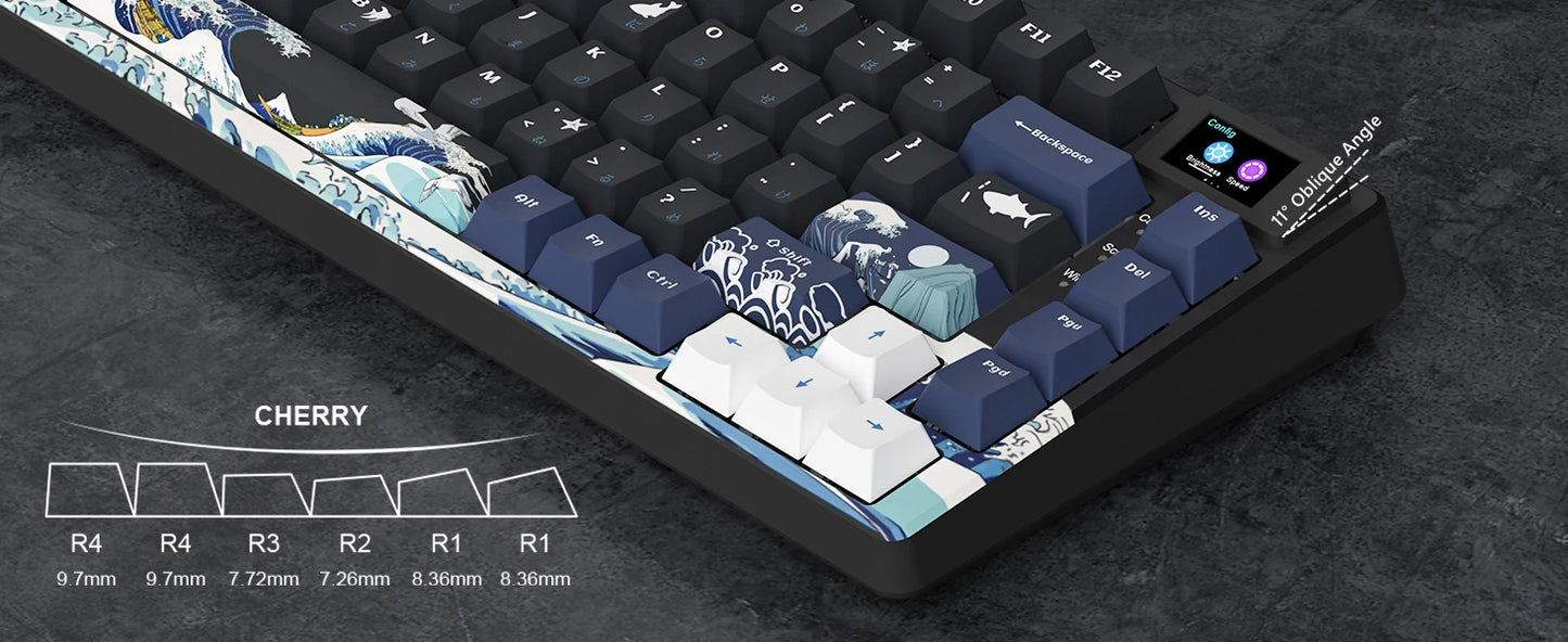 Wired Mechanical Gaming Keyboard with OLED Display – Hot-Swappable Pudding Keycaps, Full RGB Backlit for PC & Laptop