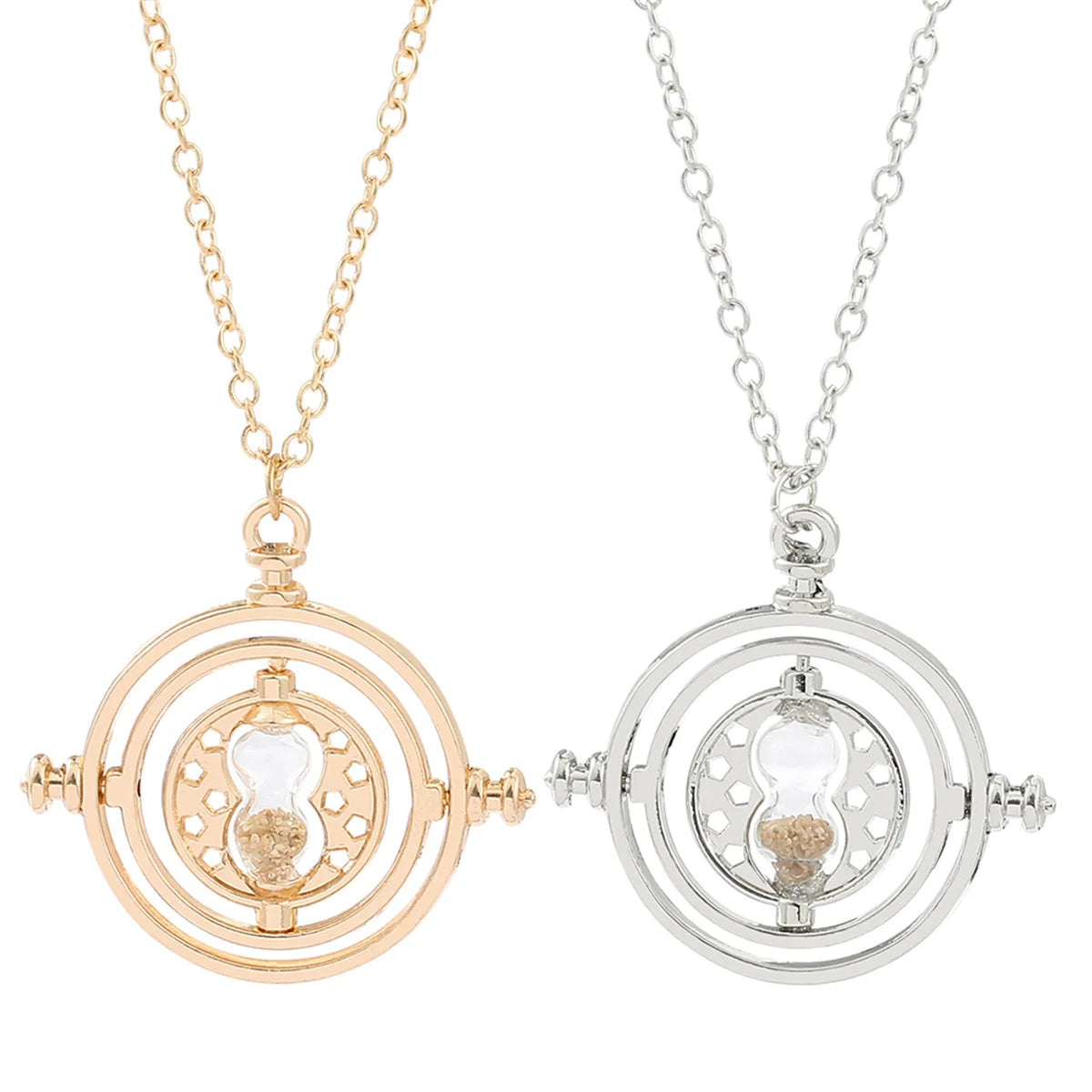 Harry Potter Time-Turner Hourglass Necklace - 360° Rotatable Cosplay Pendant and Magical Gift for Fans and Collectors