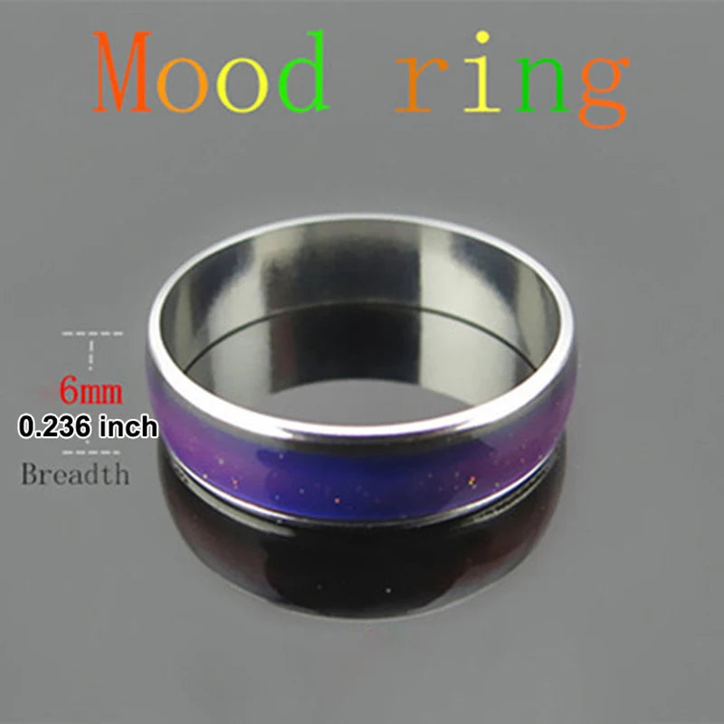 Stainless Steel Mood Ring - Color Changing Emotion Temperature Ring for Women Men Couples Fashion Jewelry