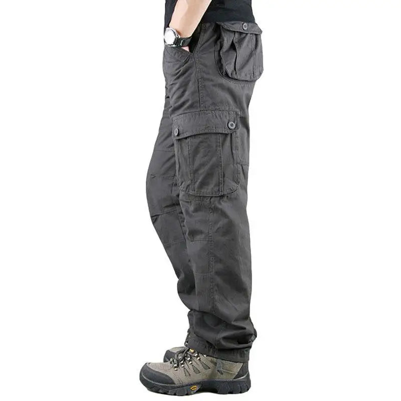 Men’s Tactical Cargo Pants - Cotton Outdoor Work Trousers Camo Hiking Pants Multi-Pocket Casual Military Style
