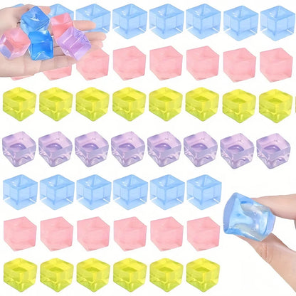 15Pcs Mini Ice Cube Squishy Stress Relief Toys – Transparent Squeeze Ice Block Fidget Set for Kids, Anxiety Relief & Sensory Gift Pack