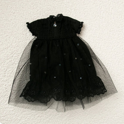 Blythe Doll Clothes Plaid Pleated Skirt & Off-Shoulder Top Tulle Dress Set — Ruffle Skirt for Licca, Azone, OB22, YMY Doll Accessories