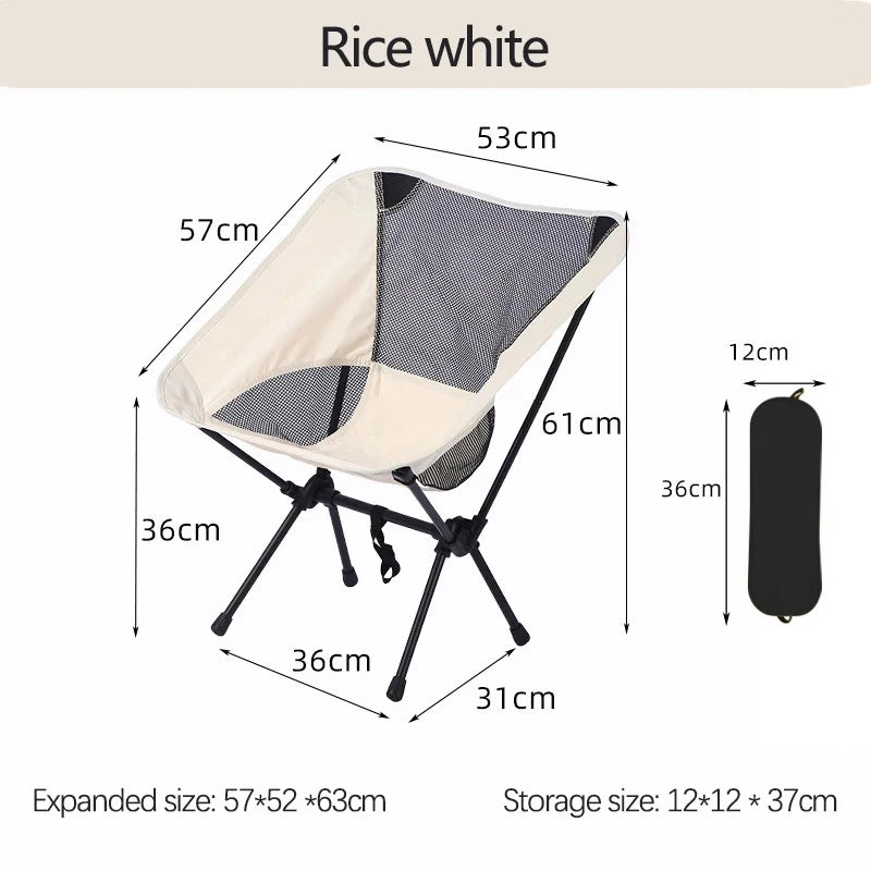 Outdoor Camping Portable Folding Moon Chair – Leisure Fishing & Beach Chair, Thick Steel Pipe, 100KG Capacity