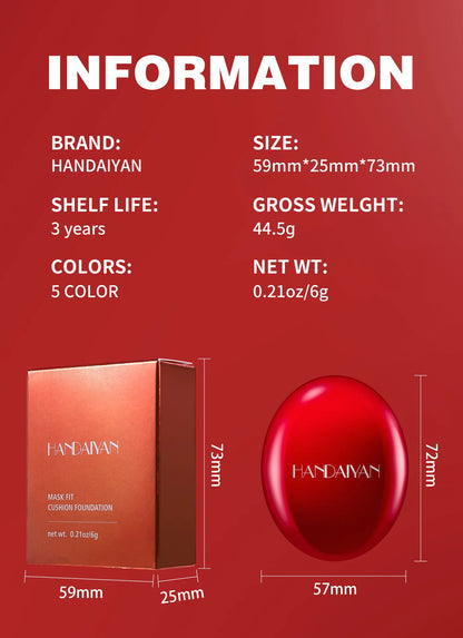 BB Cream Air Cushion Foundation - Full Coverage, Waterproof & Long-Lasting Brightening Makeup for Women - Korean Cosmetics