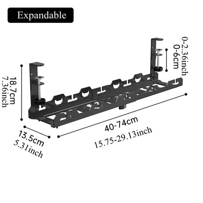 Telescopic Under-Desk Storage Rack – Metal Cable Management Tray for Home and Office, No-Punch Wire Organizer