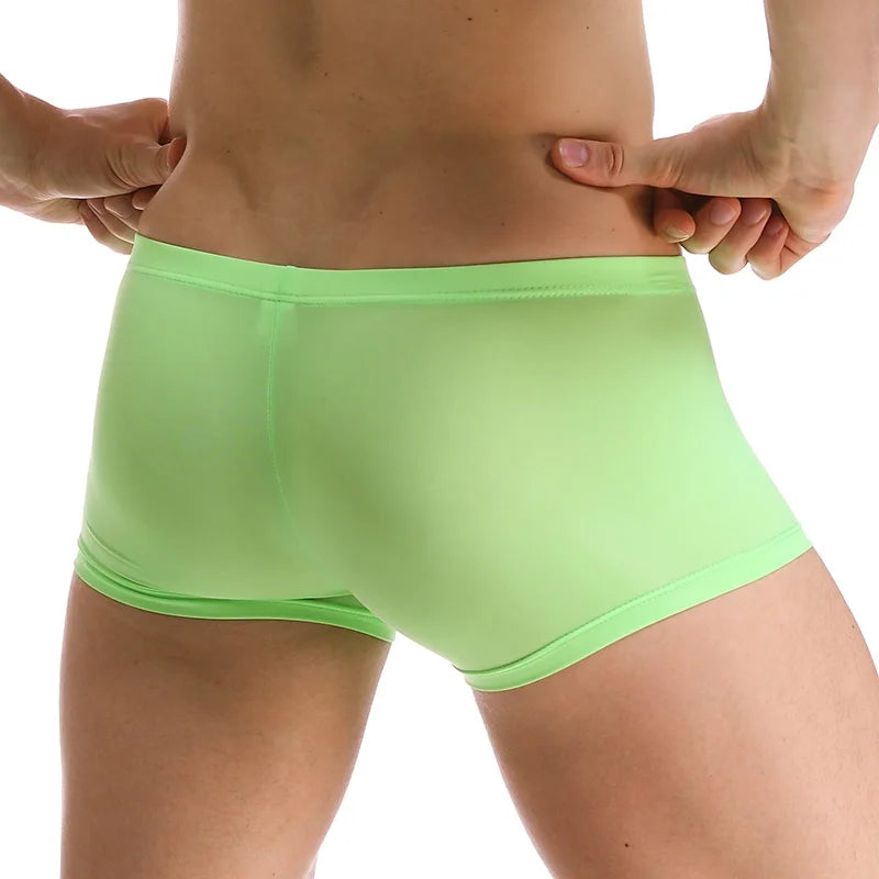 Men’s Ice Silk Seamless Boxers – Ultra-Thin Breathable Sexy Underwear Shorts for Men